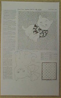 Vintage Quilt Pattern Mail Order Kitty CAT TOO CUTE Kitten Applique 